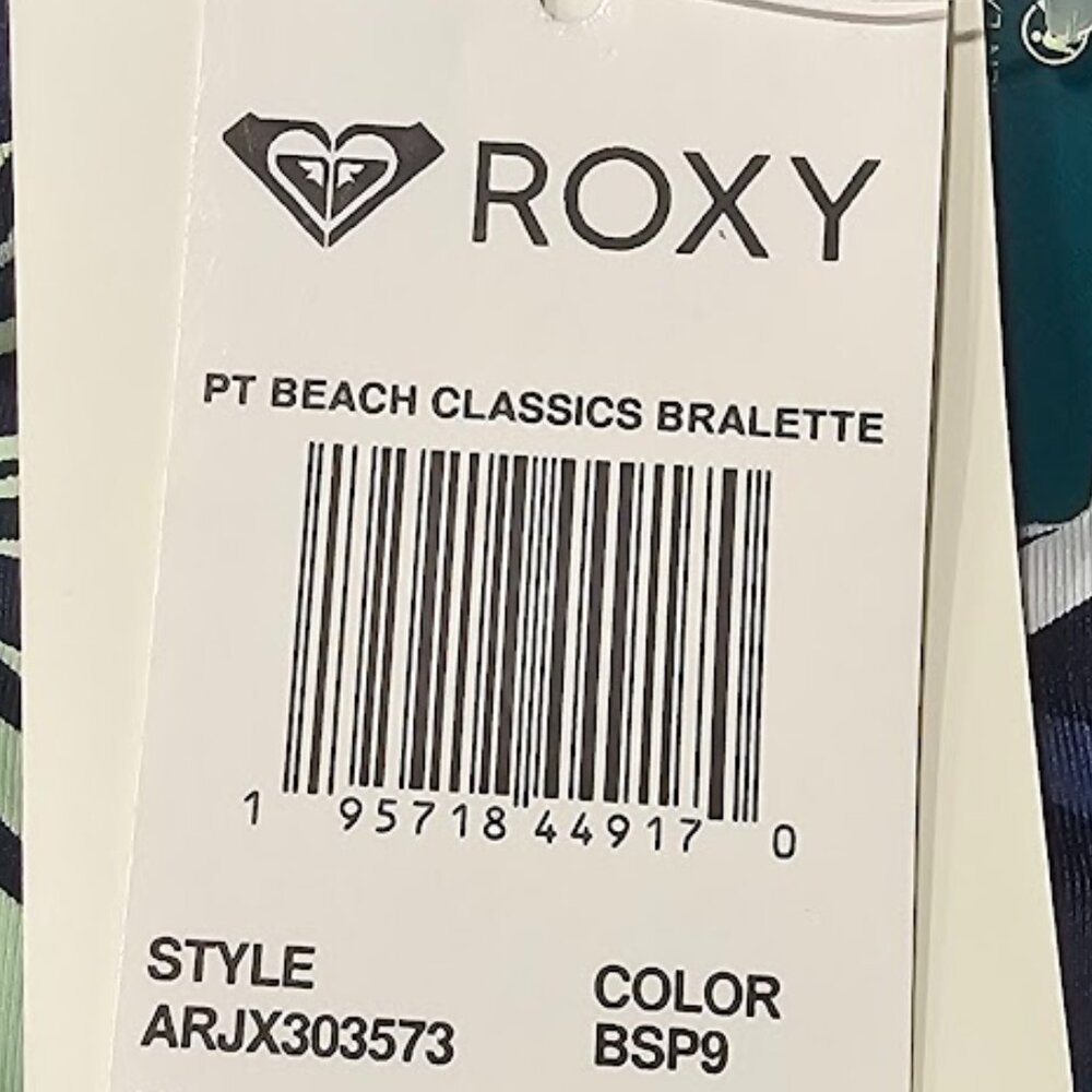 Roxy Printed Beach Classics Bralette Swim Top Mood Indigo - Picture 7 of 9